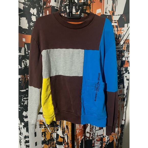 Diesel Upcycled Multicolor Patchwork Sweatshirt Size M